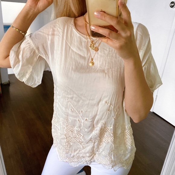 🐚 VIA SIGNORIA BEIGE SILK TOP! - Picture 16 of 16